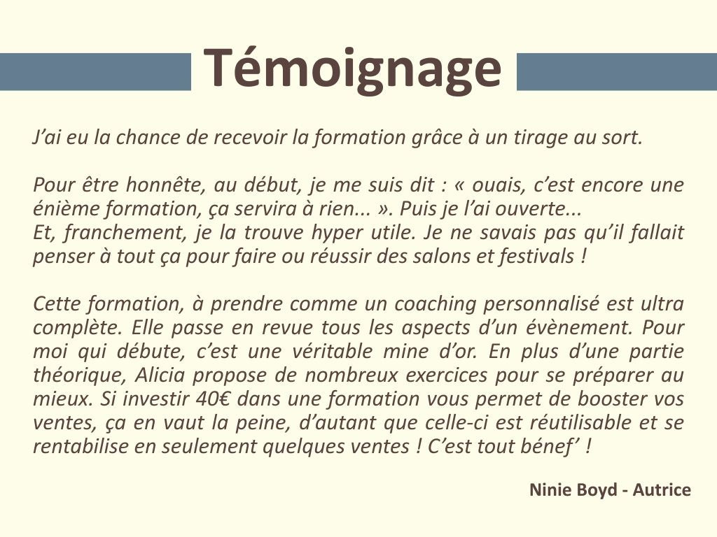 Formation guidée : Vendre son livre en salons et festivals
